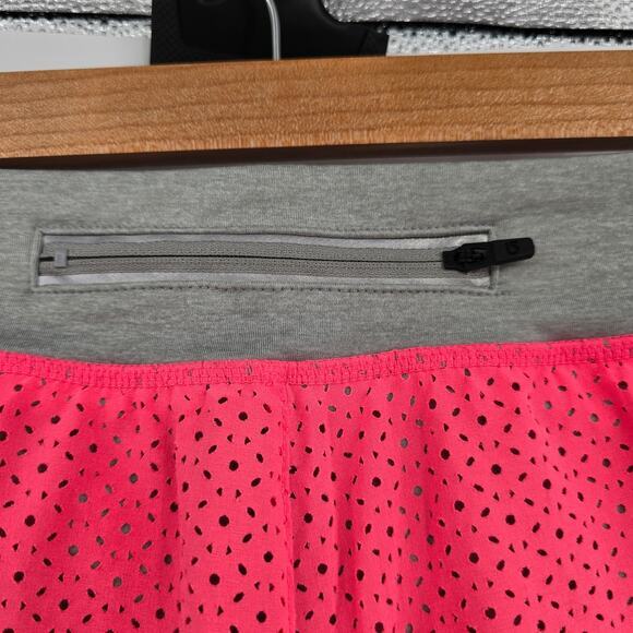 Gap Girls Active Perforated Eyelet Layer Built-In Biker Shorts Bright Pink Gray - Picture 4 of 8